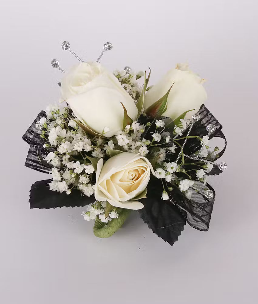 Black Beauty 3 Sweetheart Rose Wrist Corsage