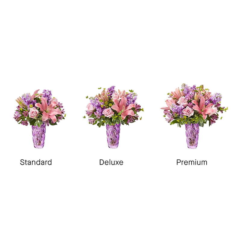 Precious Petals Bouquet with Luxe Swirl Vase