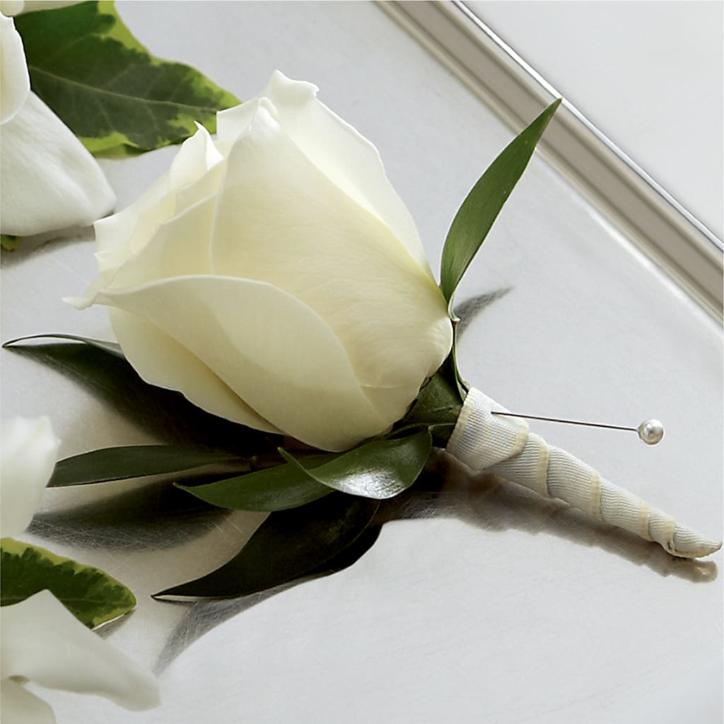 Boutonniere de rosa blanca