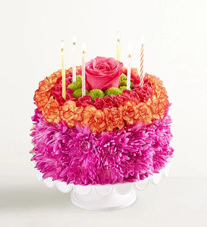 Birthday Wishes Flower Cake Vibrant