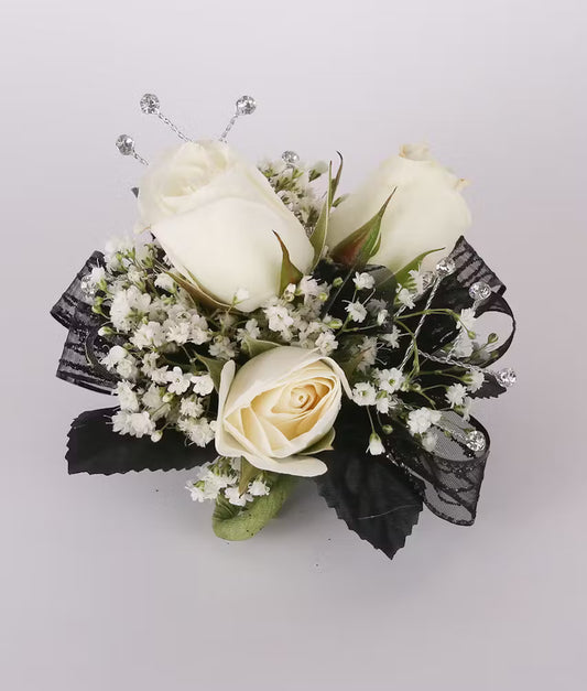 Black Beauty 3 Sweetheart Rose Wrist Corsage
