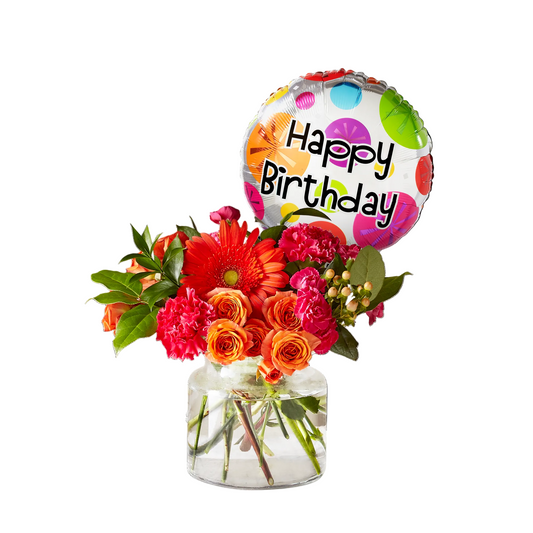 Fiesta Bouquet with Birthday Balloon