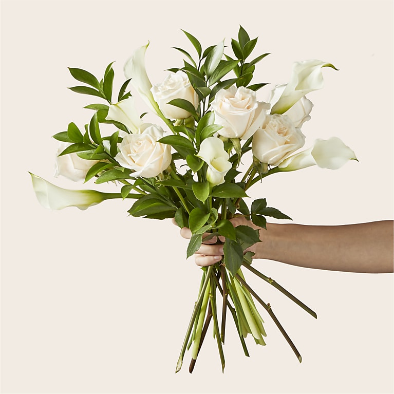 Vision in Ivory Rose and Calla Lily Bouquet