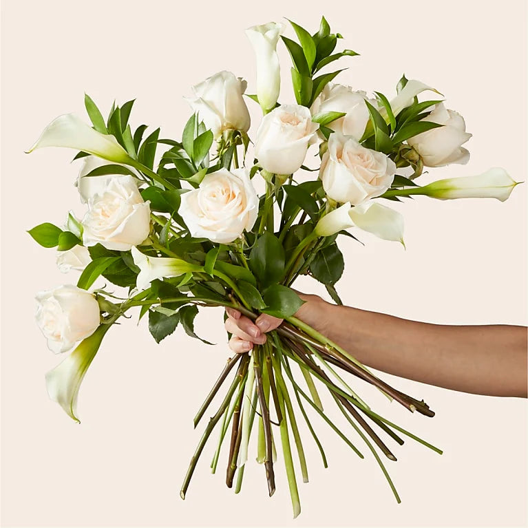 Vision in Ivory Rose and Calla Lily Bouquet