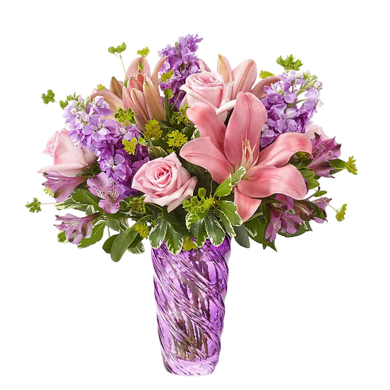 Precious Petals Bouquet with Luxe Swirl Vase