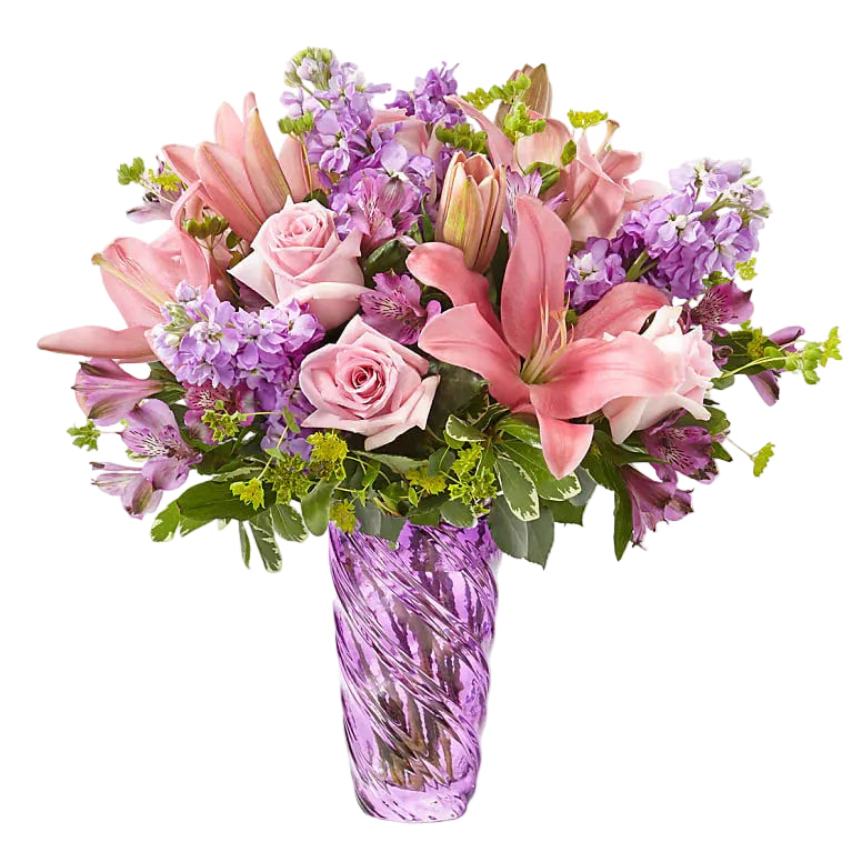 Precious Petals Bouquet with Luxe Swirl Vase