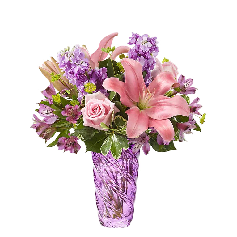 Precious Petals Bouquet with Luxe Swirl Vase
